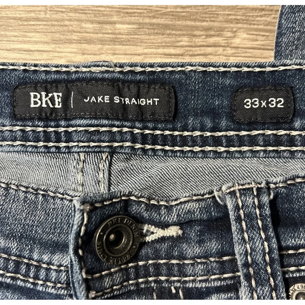 BKE Jake Straight Stretch Mid Rise Medium Wash Blue Jeans Men's Size 33x32